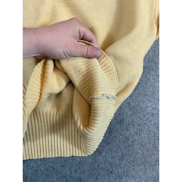 Vintage 60s Pullover Sweater Men Yellow Textured 3D Knit Floral Minimalist Large - Picture 7 of 8